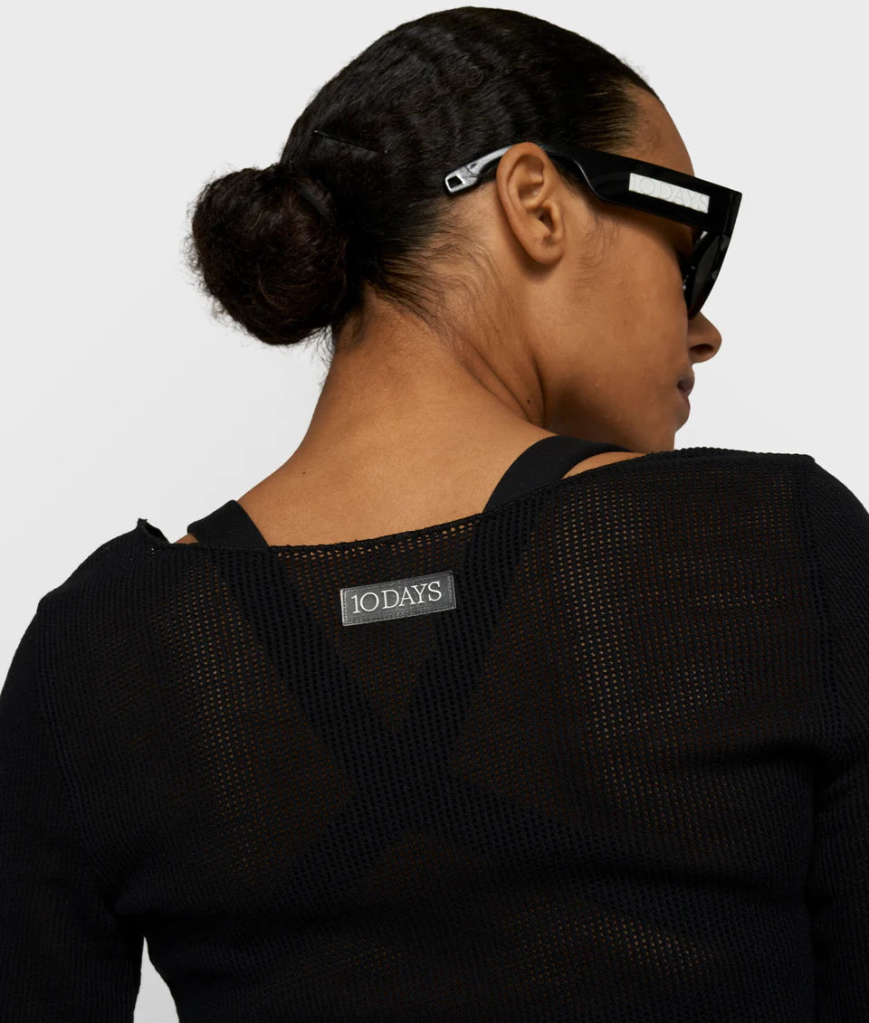 10DAYS AMSTERDAM Long Sleeve Tee Mesh Black