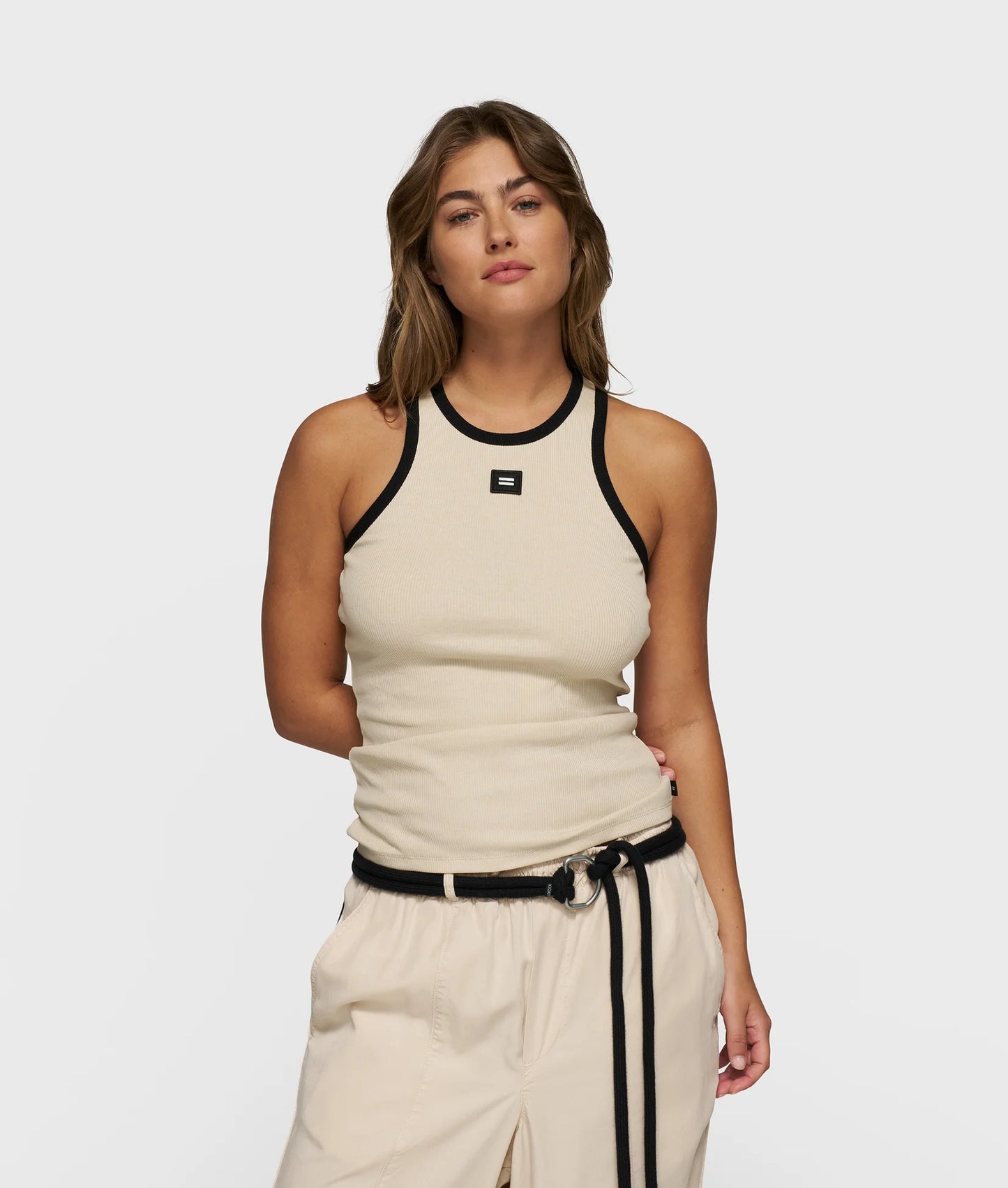 10DAYS AMSTERDAM Tank Top Rib Kontrast Light Earth