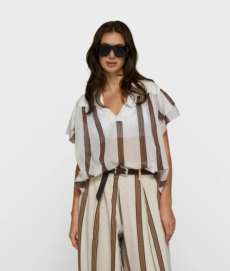 10 DAYS AMSTERDAM A-Line Top Stripes Ecru