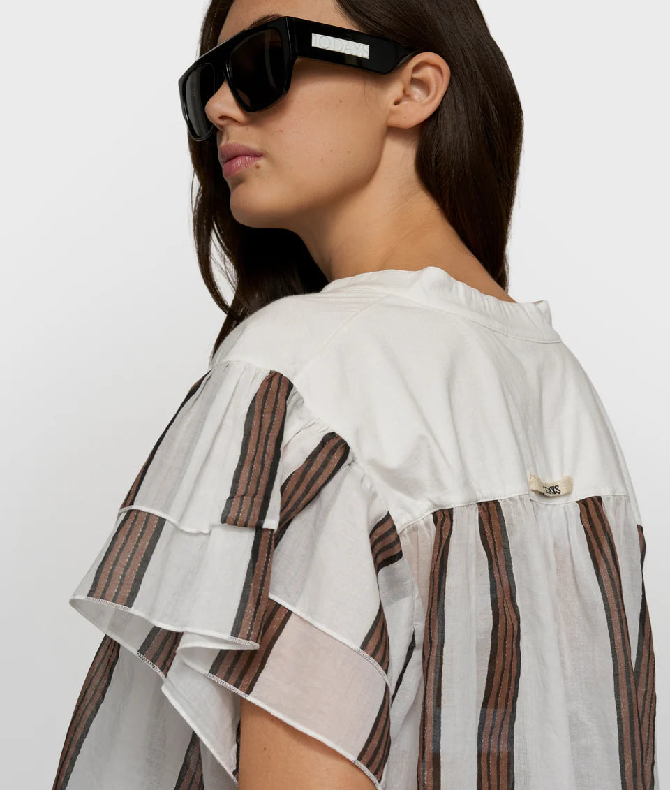 10 DAYS AMSTERDAM A-Line Top Stripes Ecru