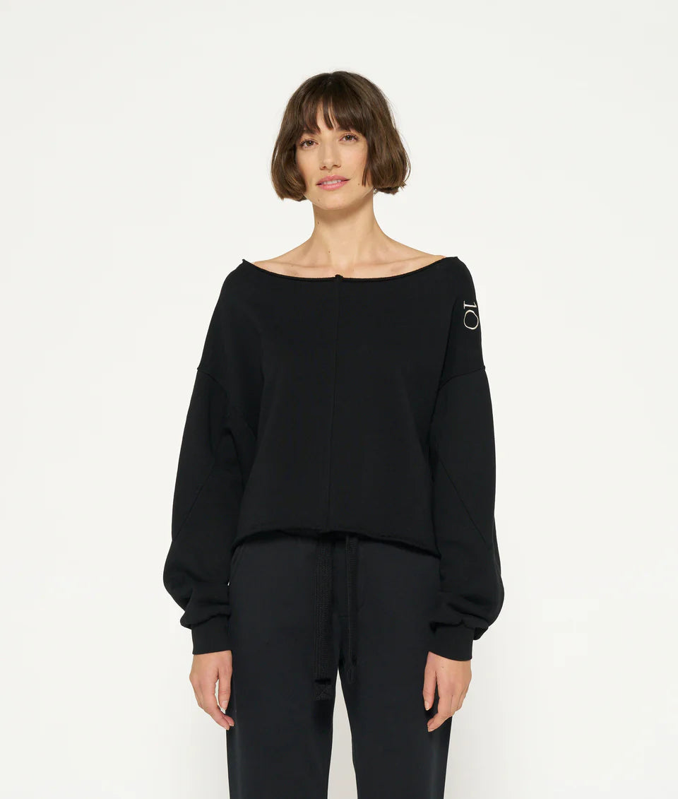 10DAYS AMSTERDAM Cropped Boat Neck Sweater Black