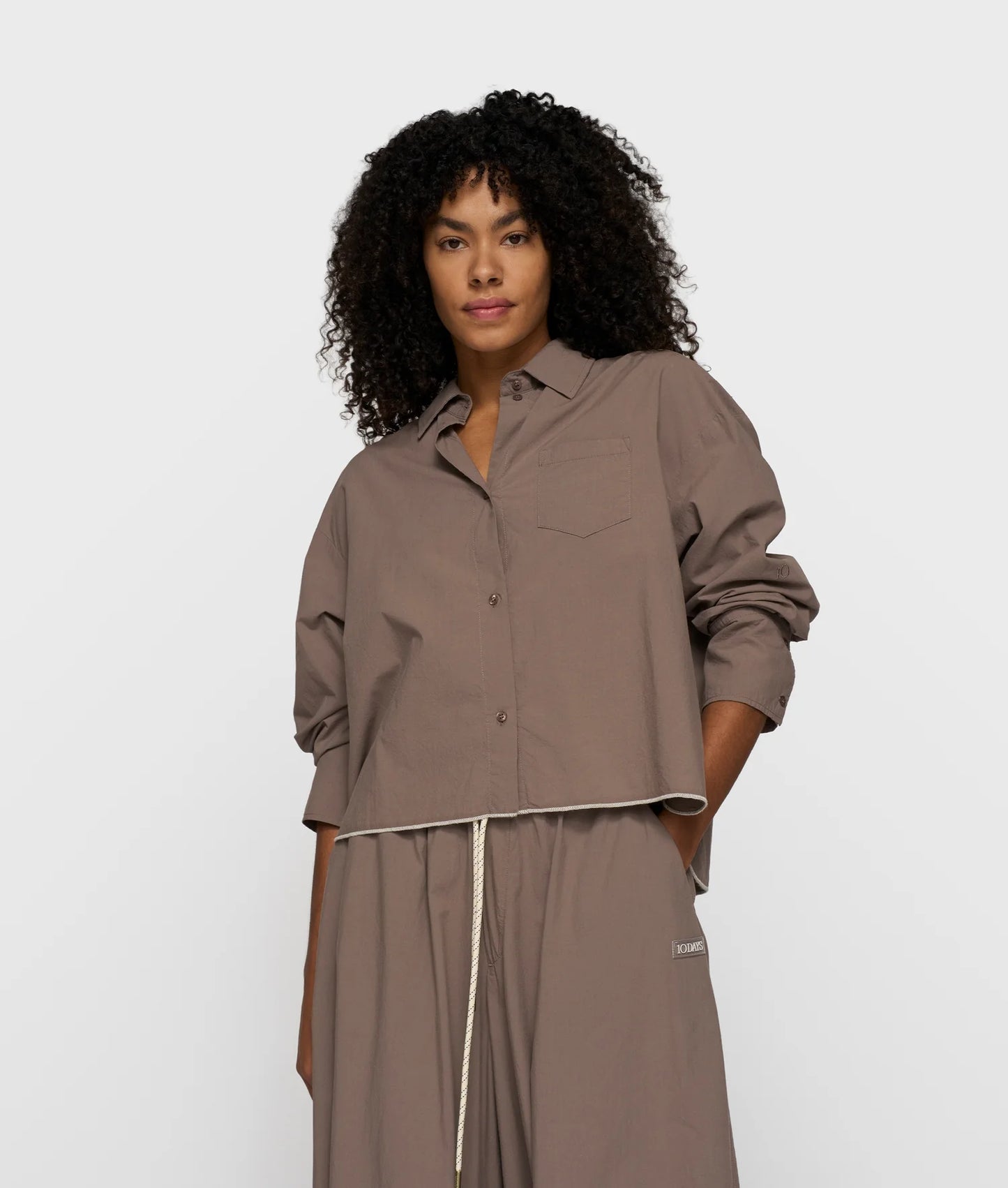 10 DAYS AMSTERDAM Cropped Shirt Poplin  Moonrock