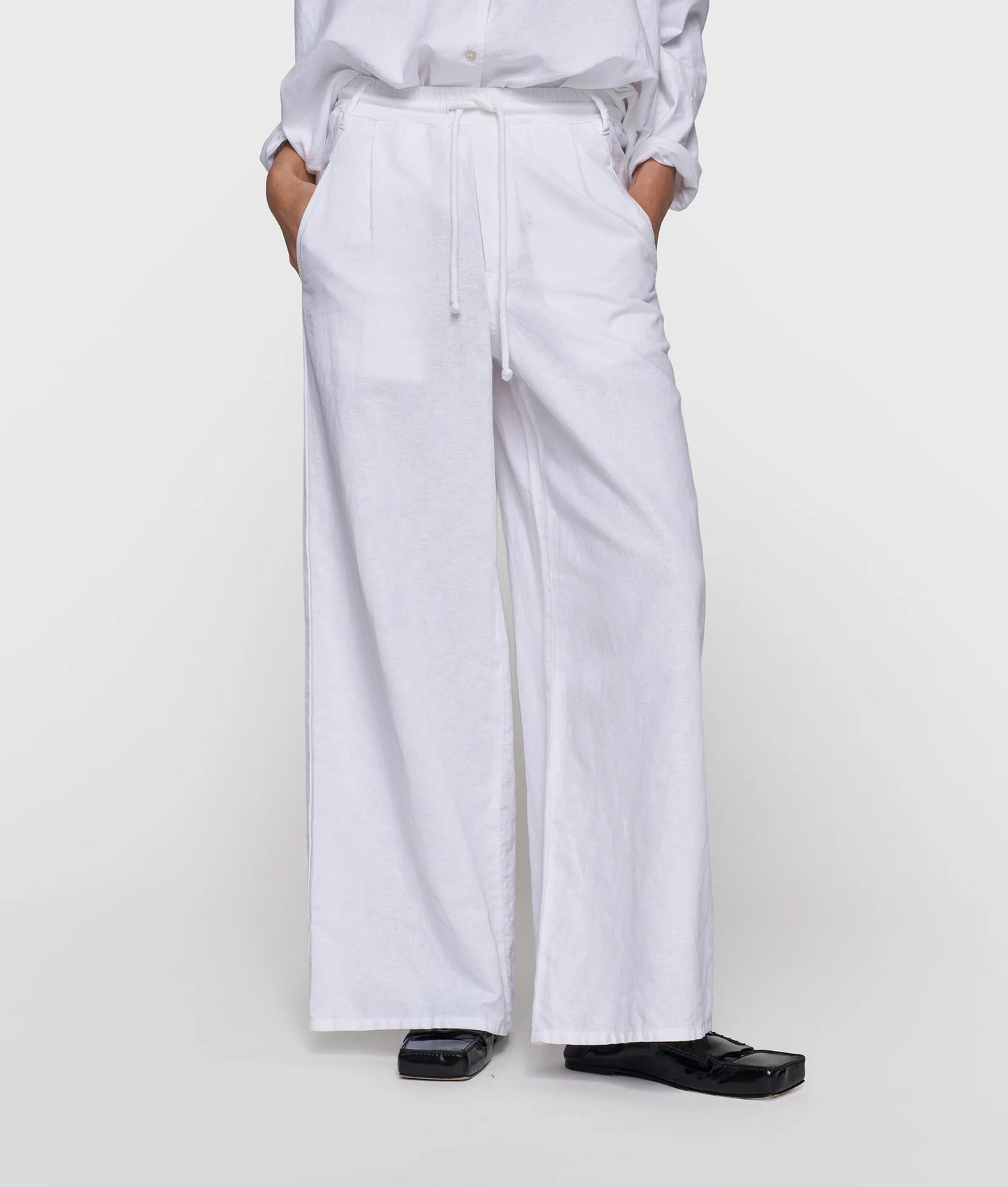 10 DAYS AMSTERDAM Cotton Linen Pants White