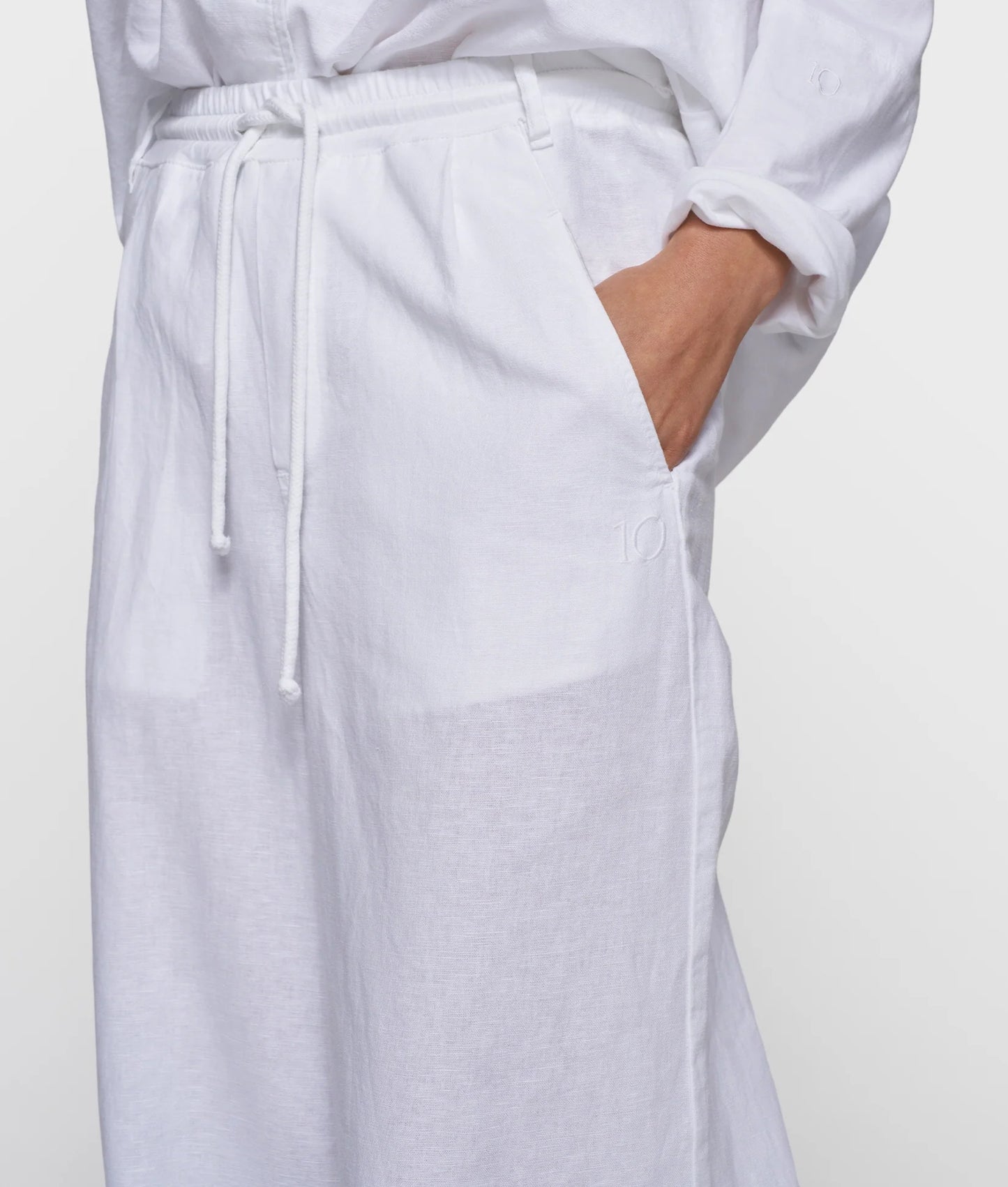 10 DAYS AMSTERDAM Cotton Linen Pants White