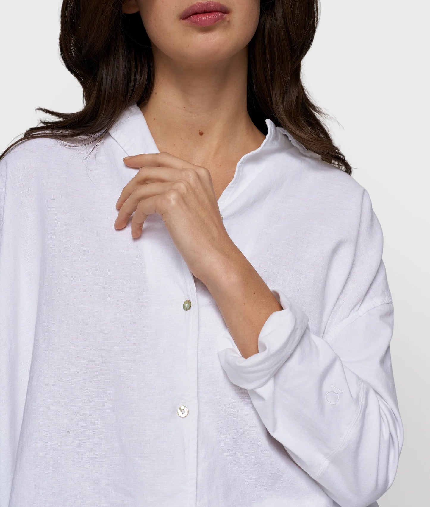 10 DAYS AMSTERDAM Cotton Linen Blouse White