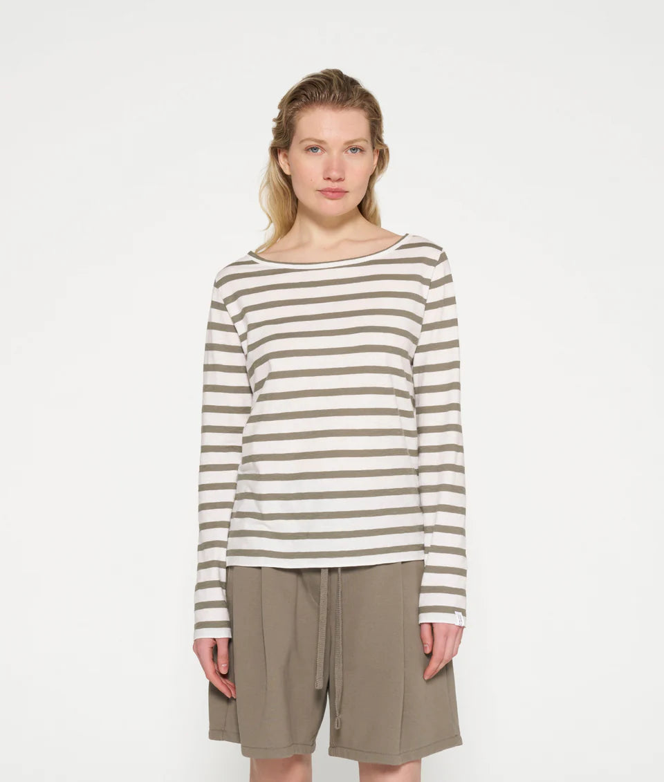 10DAYS AMSTERDAM Long Sleeve Tee Stripes ecru/sage