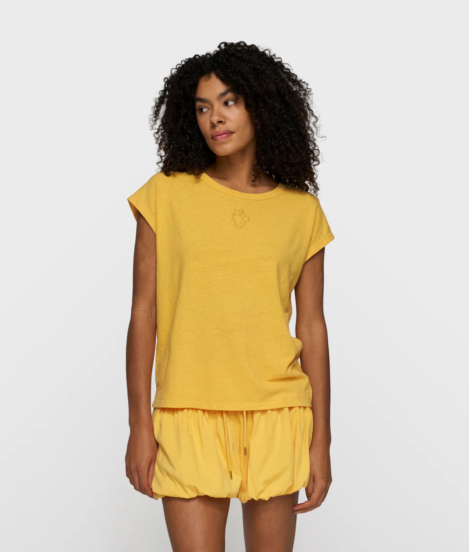 10 DAYS AMSTERDAM Cotton Linen Tee Mango