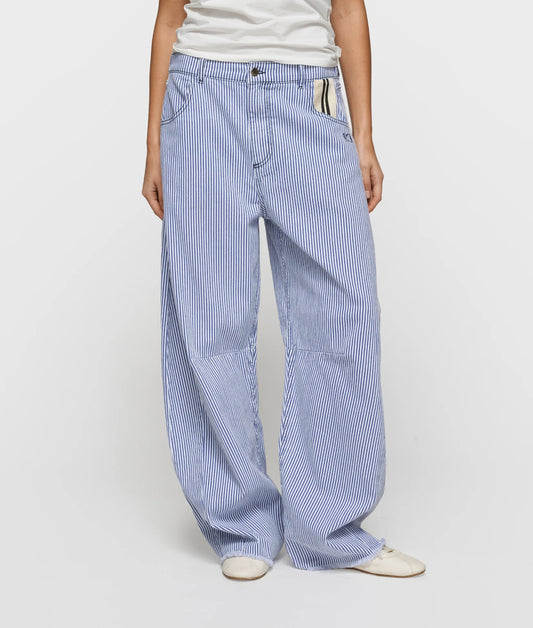 10DAYS AMSTERDAM Western Pants Stripe White/ Blue