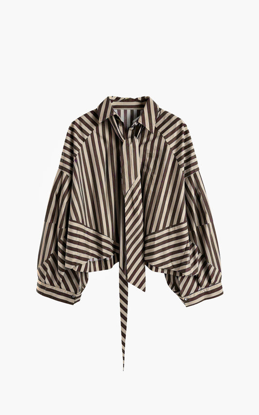 AIMEE THE LABEL Bluse OsloW6 Brown Stripe