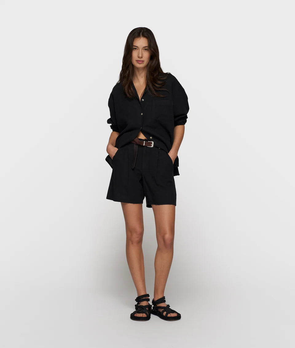 10 DAYS AMSTERDAM Wide Shorts Linen Black