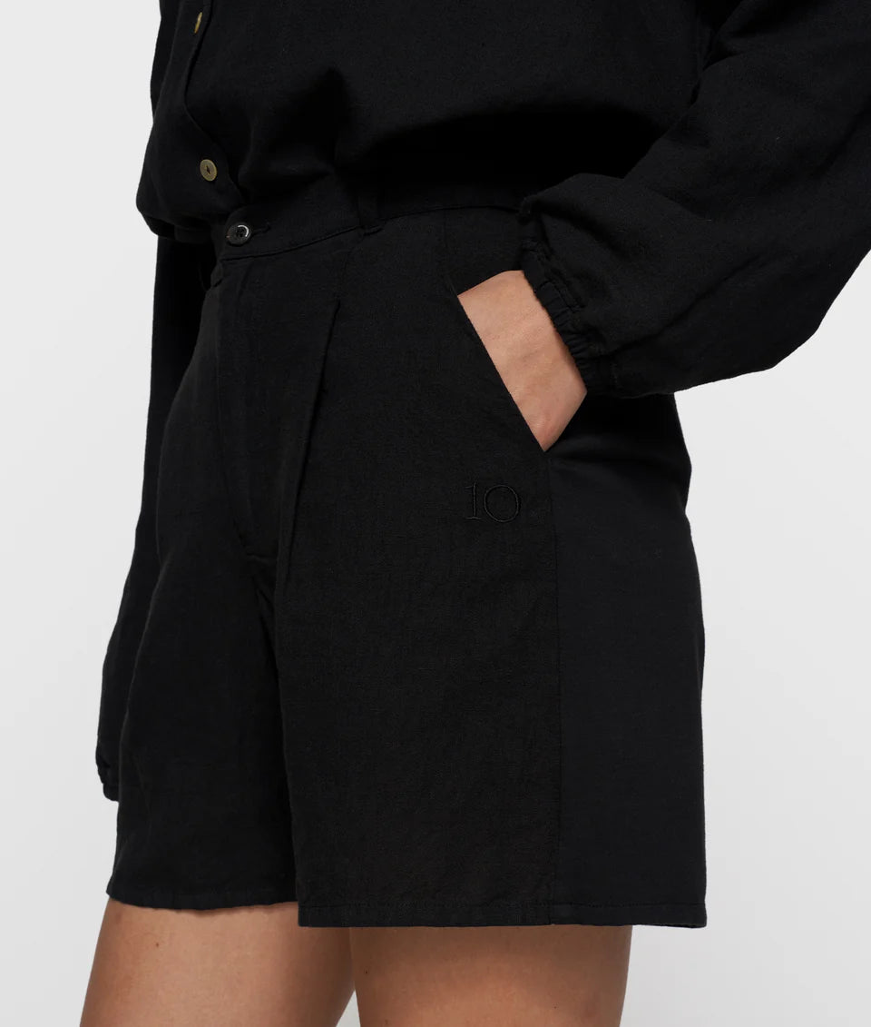 10 DAYS AMSTERDAM Wide Shorts Linen Black
