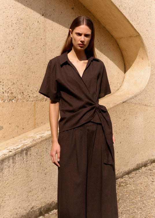 CLUB L'AVENIR Wickelbluse Lavender'CL Chocolate