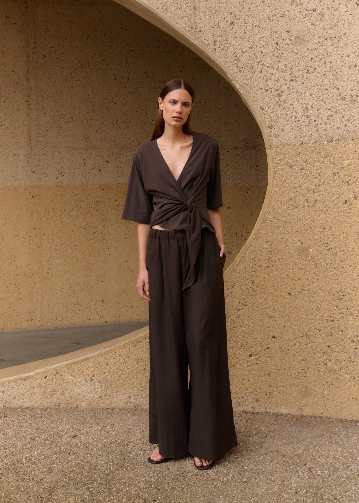 CLUB L'AVENIR Wickelbluse Lavender'CL Chocolate