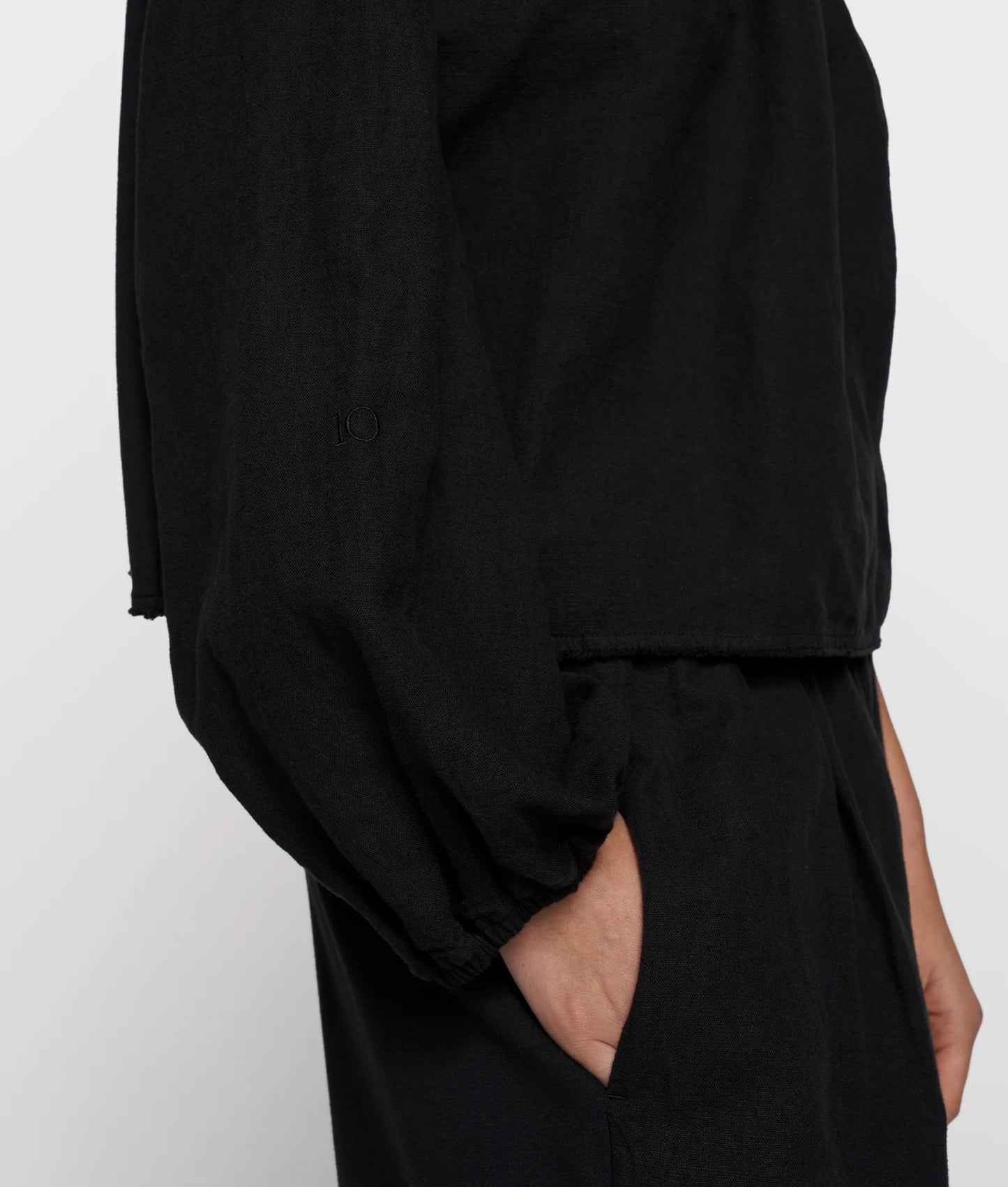 10DAYS AMSTERDAM One Shoulder Top Linen black