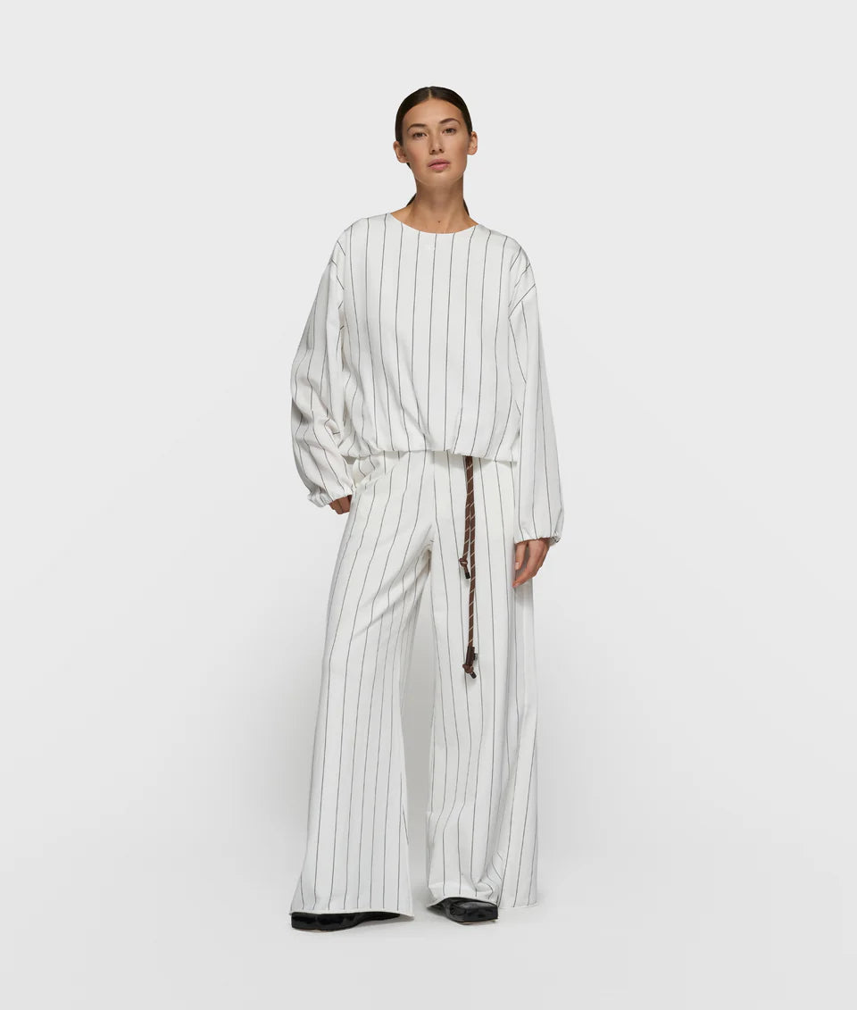 10DAYS AMSTERDAM Wide Jogger Pinstripe Ecru