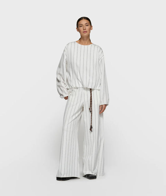 10DAYS AMSTERDAM Wide Jogger Pinstripe Ecru