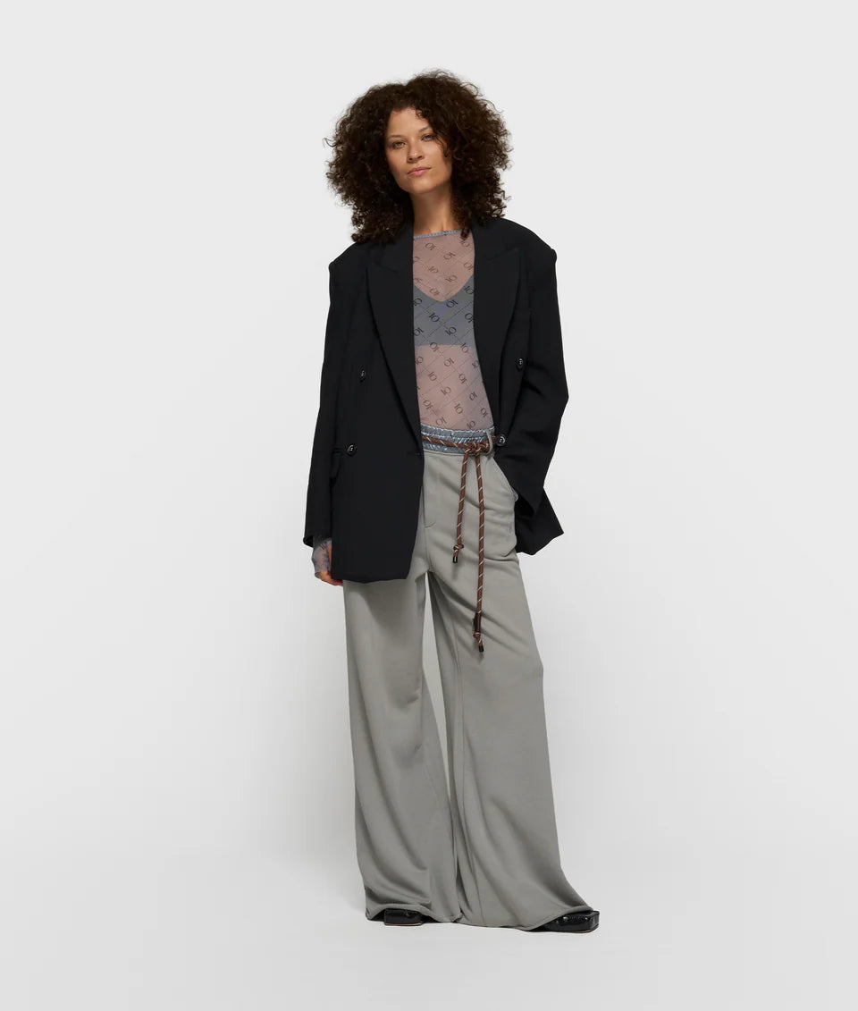 10DAYS AMSTERDAM Mesh Long Sleeve Monogram - Light Graphite