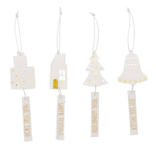 RAEDER DESIGN Geschenkeanhänger Frohe Weihnachten 4-er Set