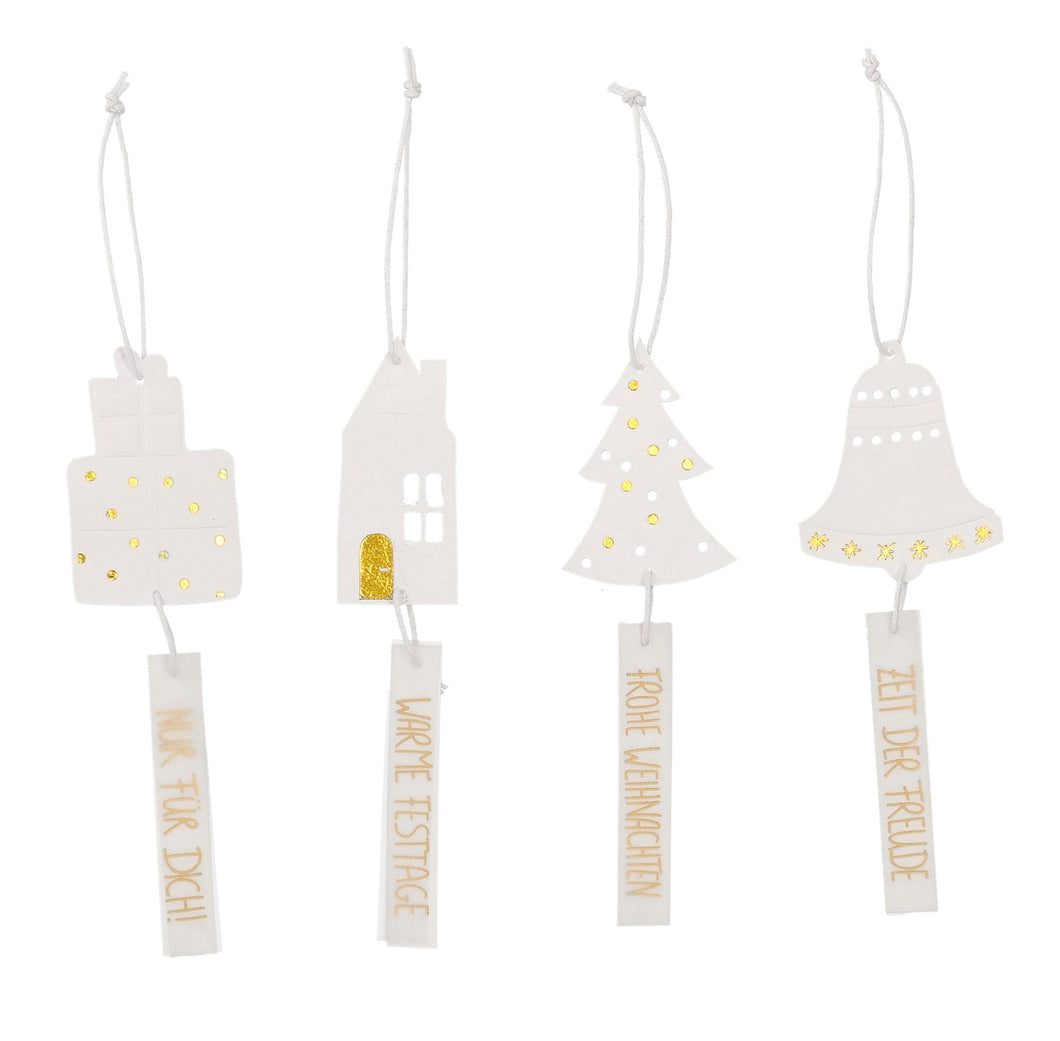 RAEDER DESIGN Geschenkeanhänger Frohe Weihnachten 4-er Set