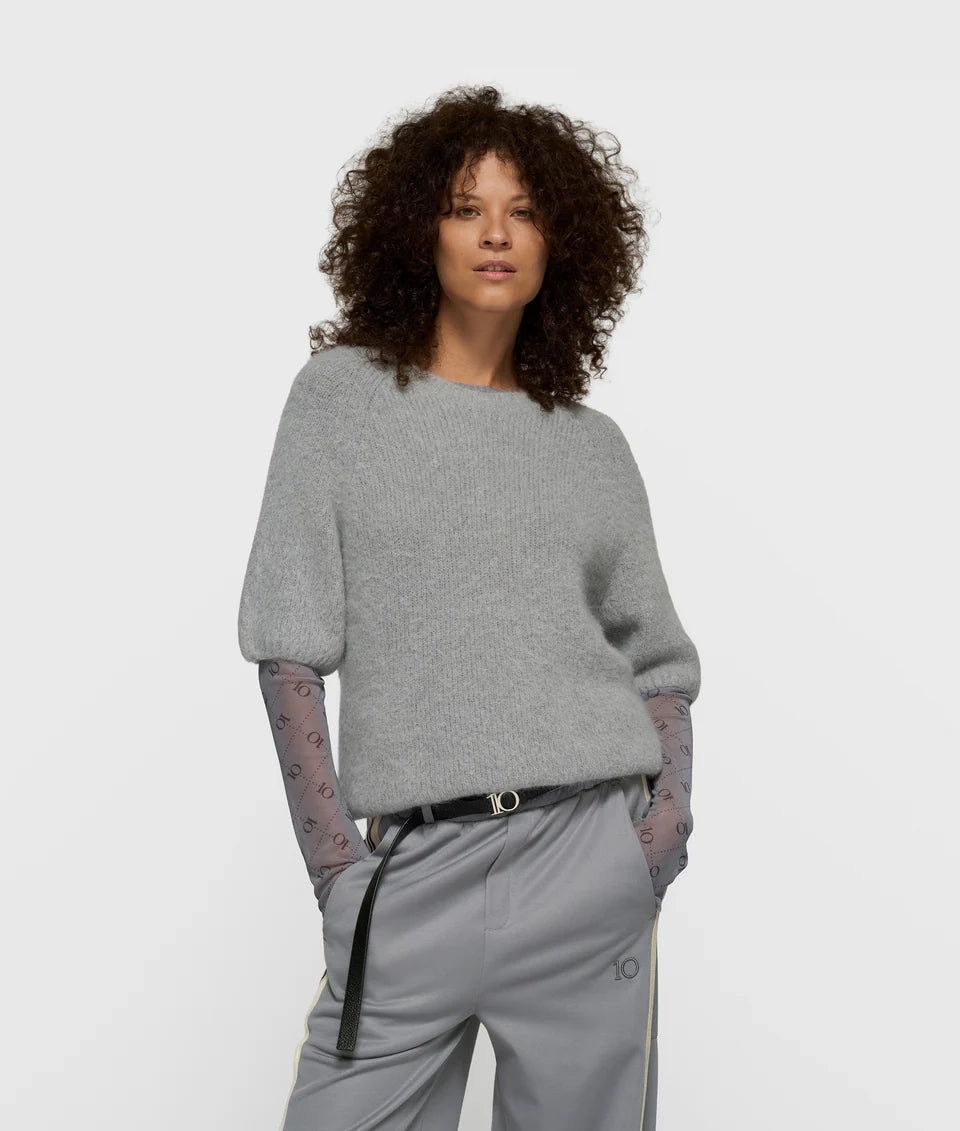 10DAYS AMSTERDAM Short Sleeve Knit Sweater Light Graphite