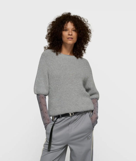 10DAYS AMSTERDAM Short Sleeve Knit Sweater Light Graphite