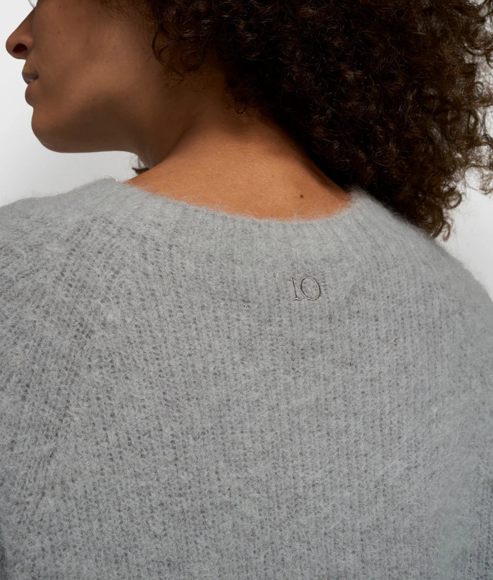 10DAYS AMSTERDAM Short Sleeve Knit Sweater Light Graphite