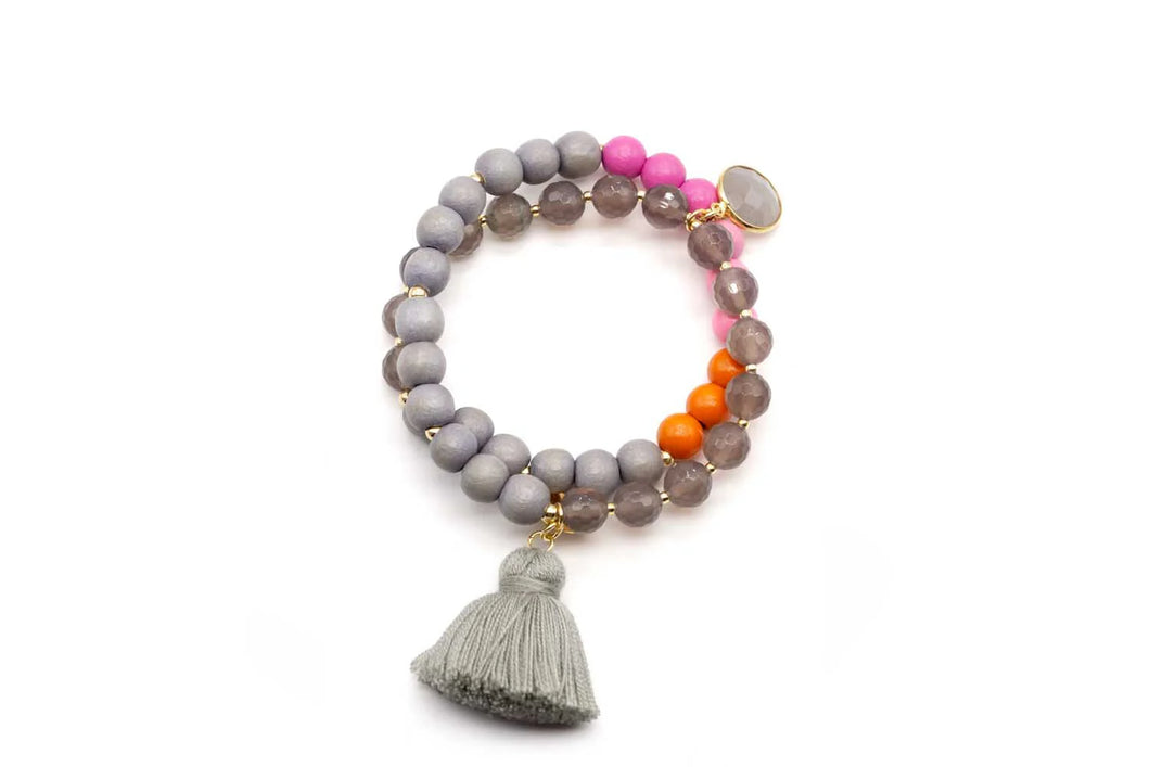 SCHMÜCKSTÜCK Mala Twin Armband Grey Berry