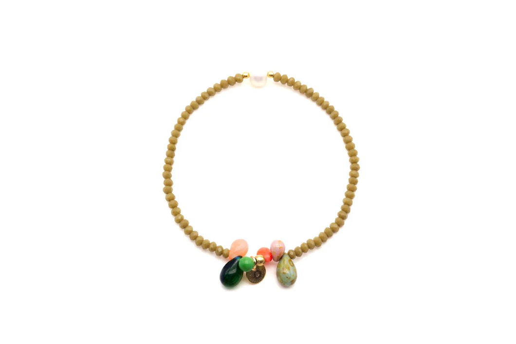 SCHMÜCKSTÜCK Armband 6 Drops Olive