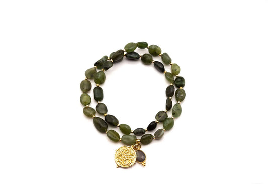SCHMÜCKSTÜCK Armband Mala Twin Naked Olive