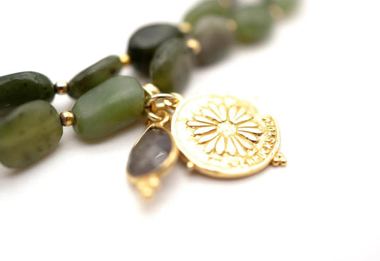 SCHMÜCKSTÜCK Armband Mala Twin Naked Olive