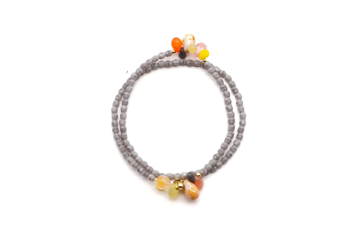 SCHMÜCKSTÜCK Armband 6Drops Double Sweet Grey