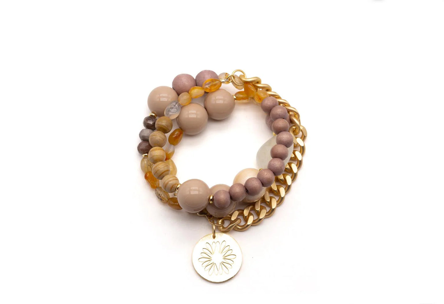 SCHMÜCKSTÜCK Mala Triple Armband Curb Sweet Caramel
