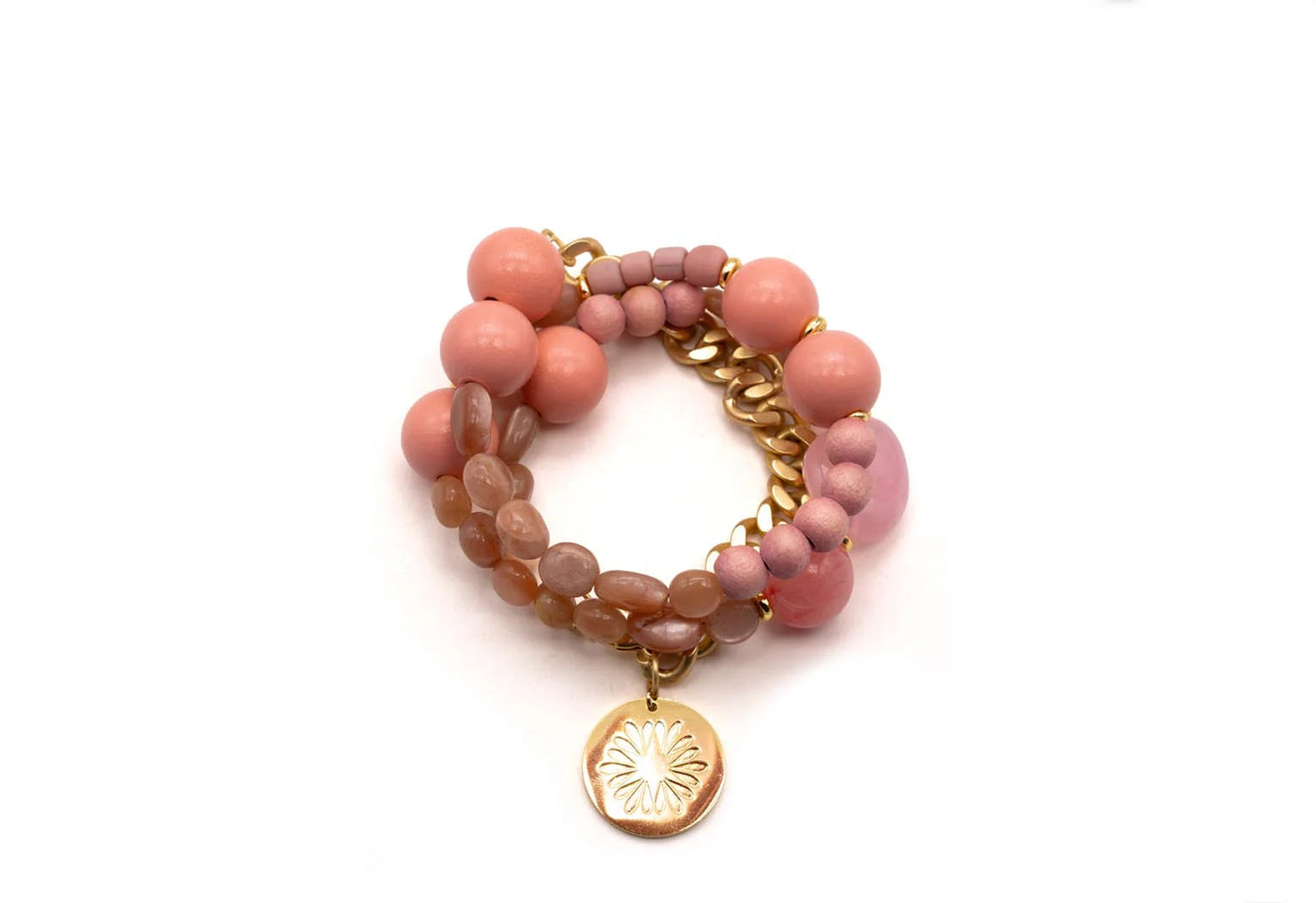 SCHMÜCKSTÜCK Mala Triple Armband Curb Sweet Peach