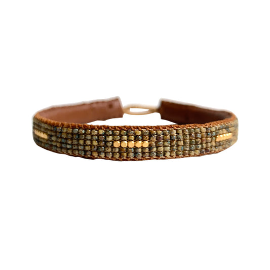 IBU Jewels Armband Stripe Khaki AF29