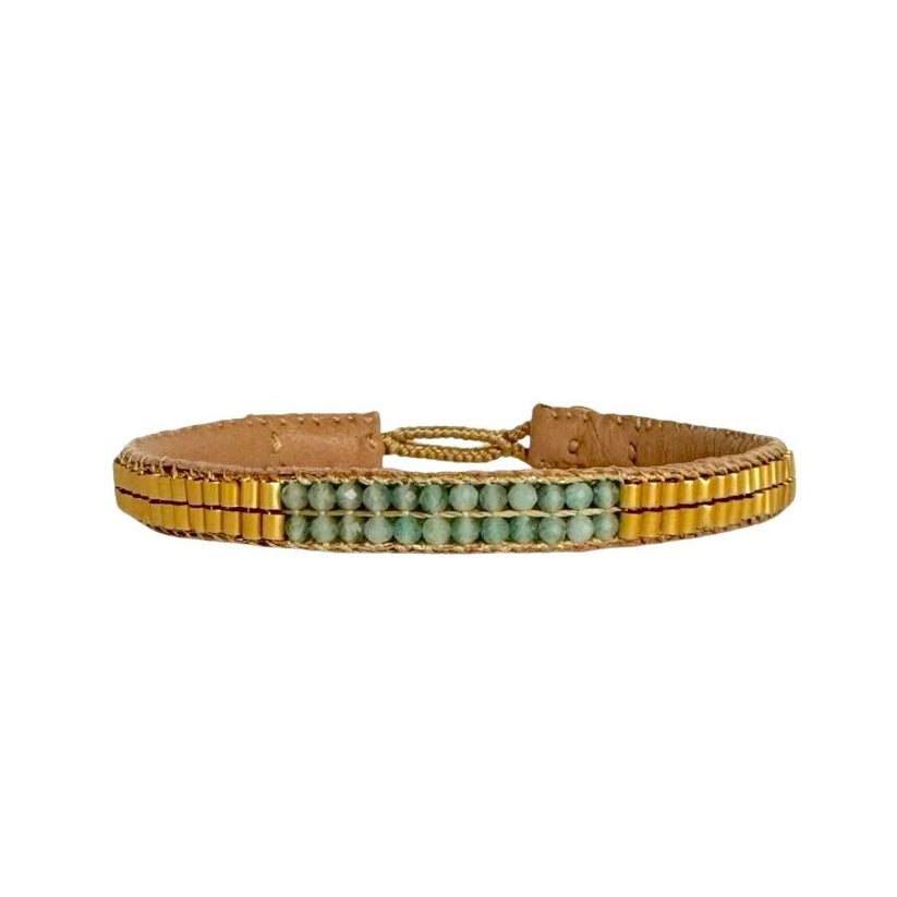 IBU JEWELS Armband Bamboo Stones Amazonit AH01