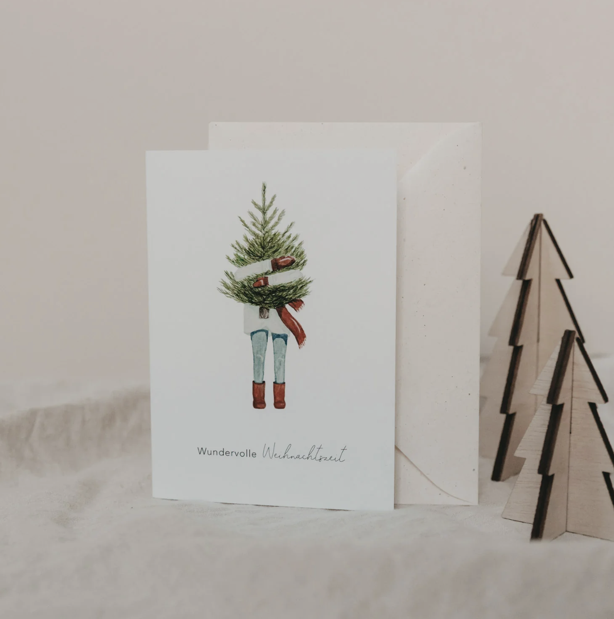 EULENSCHNITT Klappkarte Weihnachtsmädchen