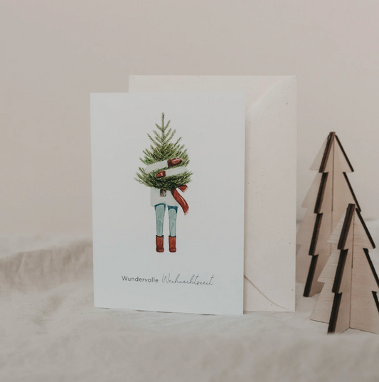 EULENSCHNITT Klappkarte Weihnachtsmädchen