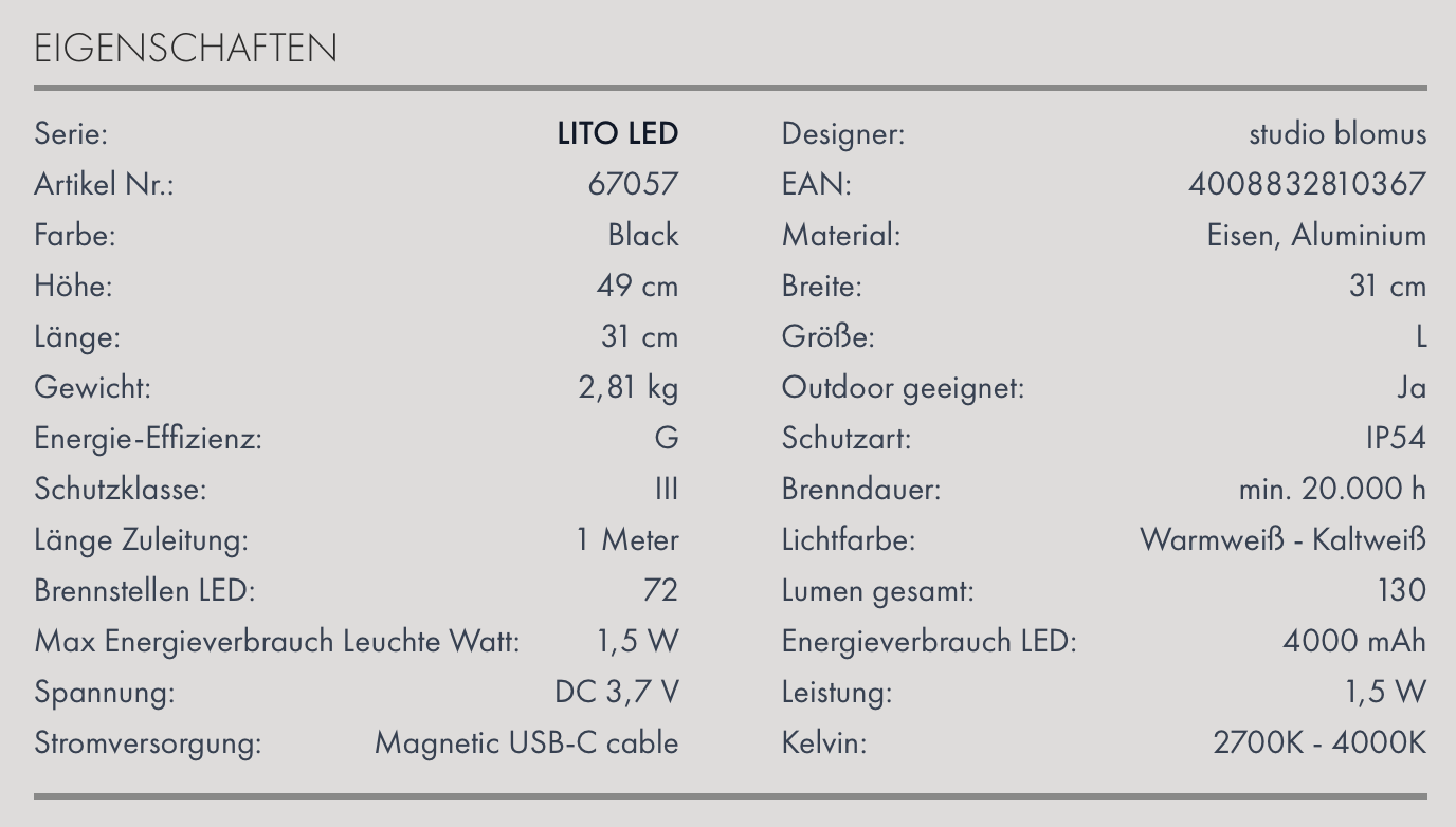 BLOMUS LED Mobile Laterne Lito L black