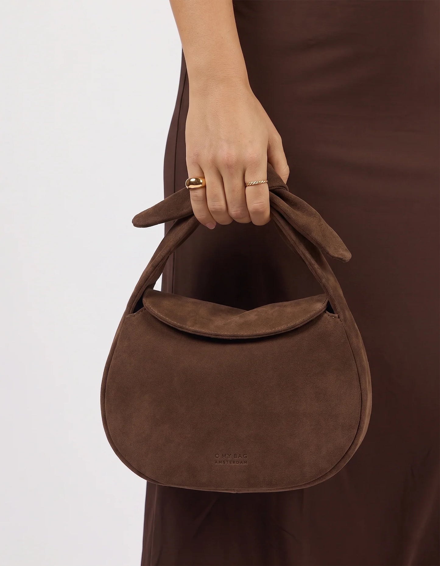 O MY BAG Bag Handtasche Coco Croissant Chocolate Suede