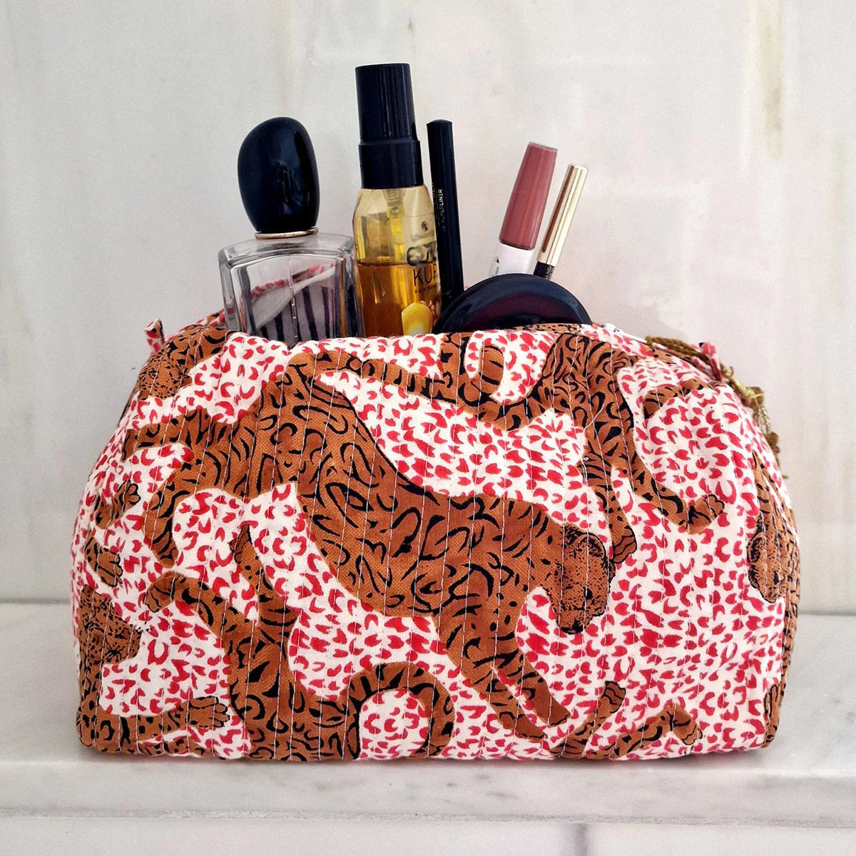 KIKOONI Handgemachte Kosmetiktasche "h. leopard"