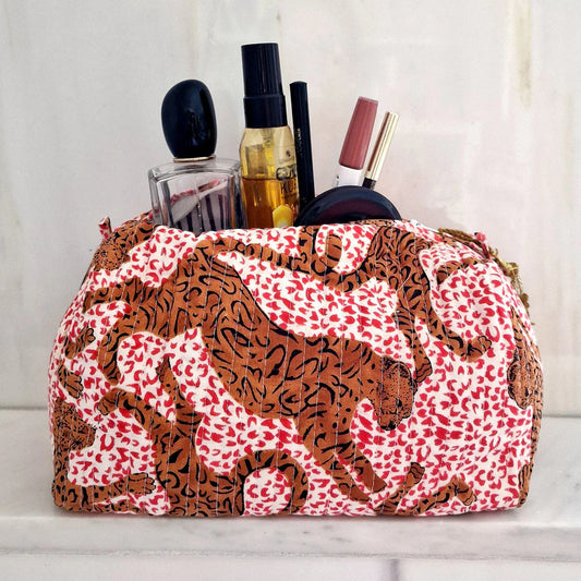 KIKOONI Handgemachte Kosmetiktasche "h. leopard"