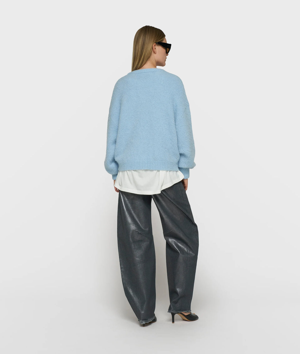 10DAYS AMSTERDAM Hairy Knit Cardigan Angel Blue