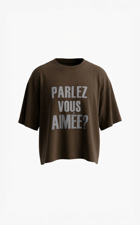 AIMEE THE LABEL ElaraW6 Shirt Brown Off White Letters