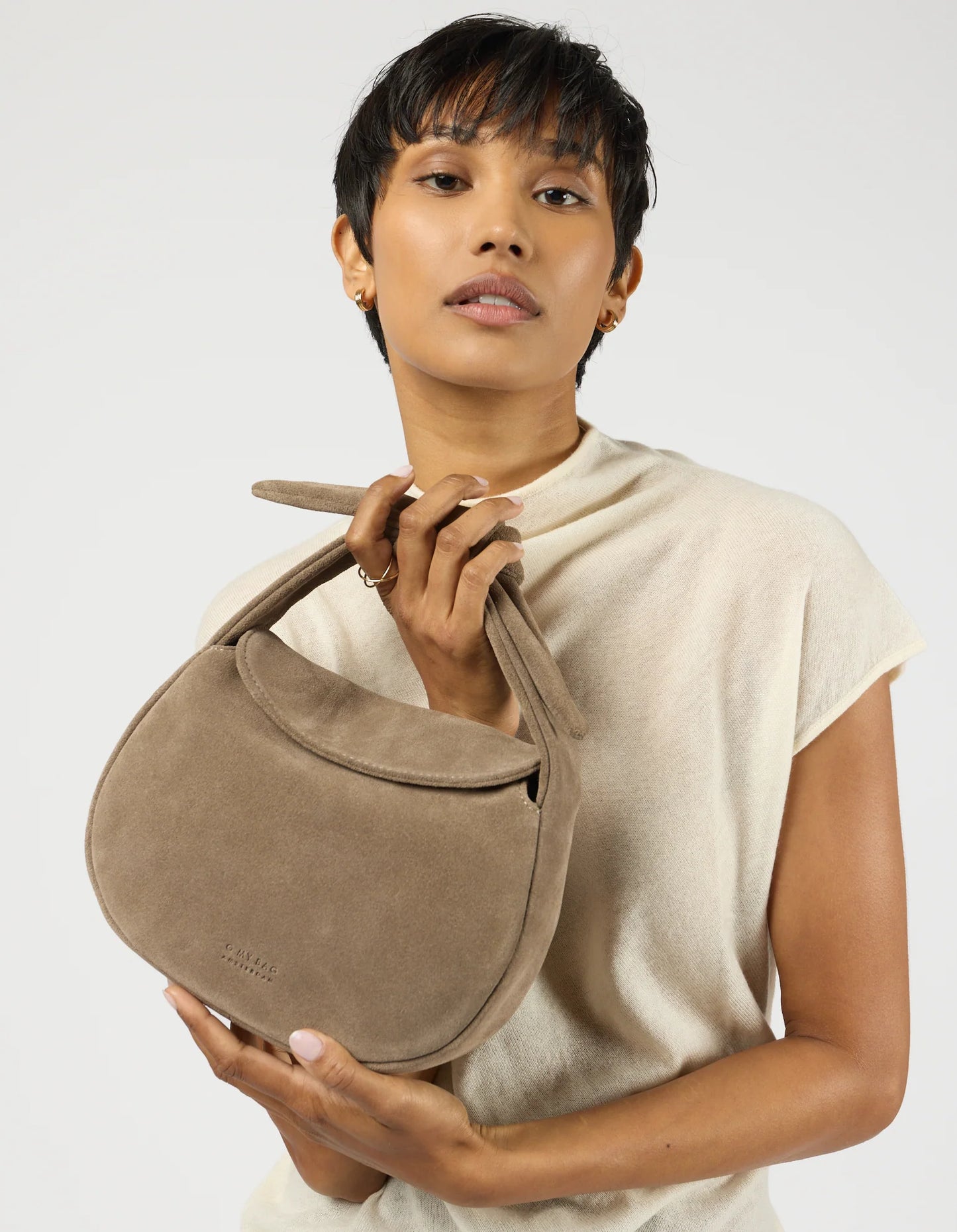O MY BAG Bag Handtasche Coco Croissant Clay Suede