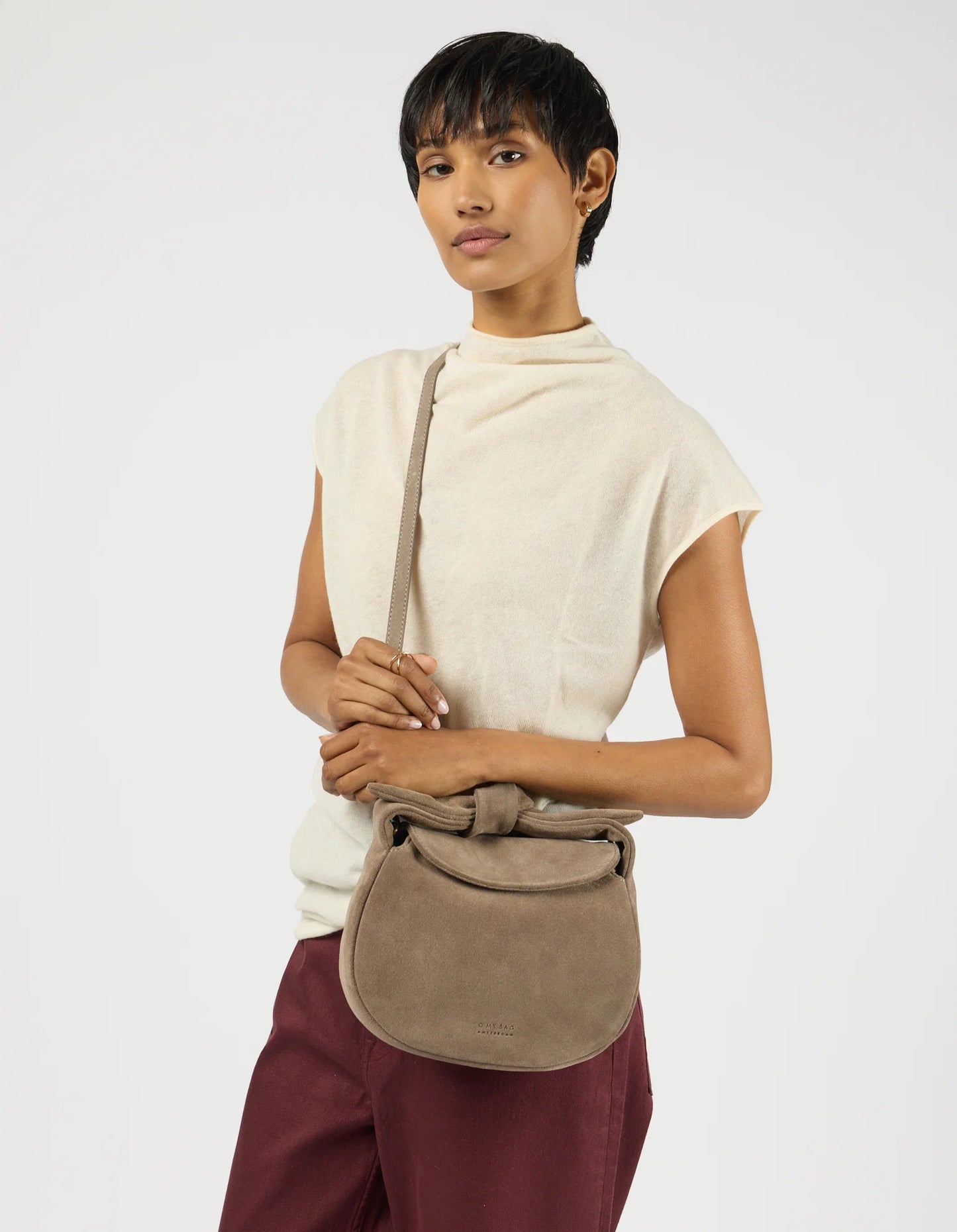 O MY BAG Bag Handtasche Coco Croissant Clay Suede