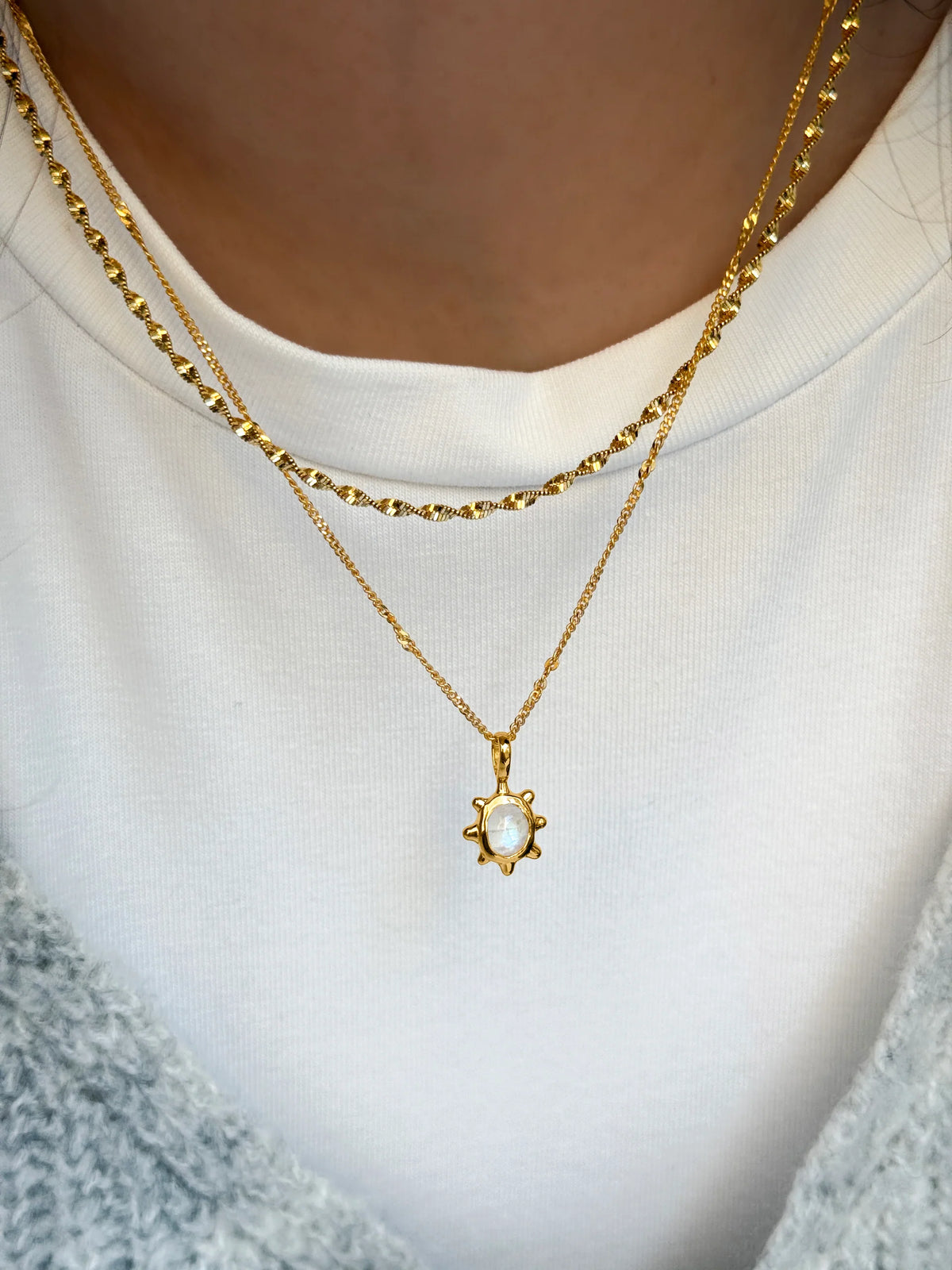 SYSTER P Halskette Florentina Moonstone Gold Plated