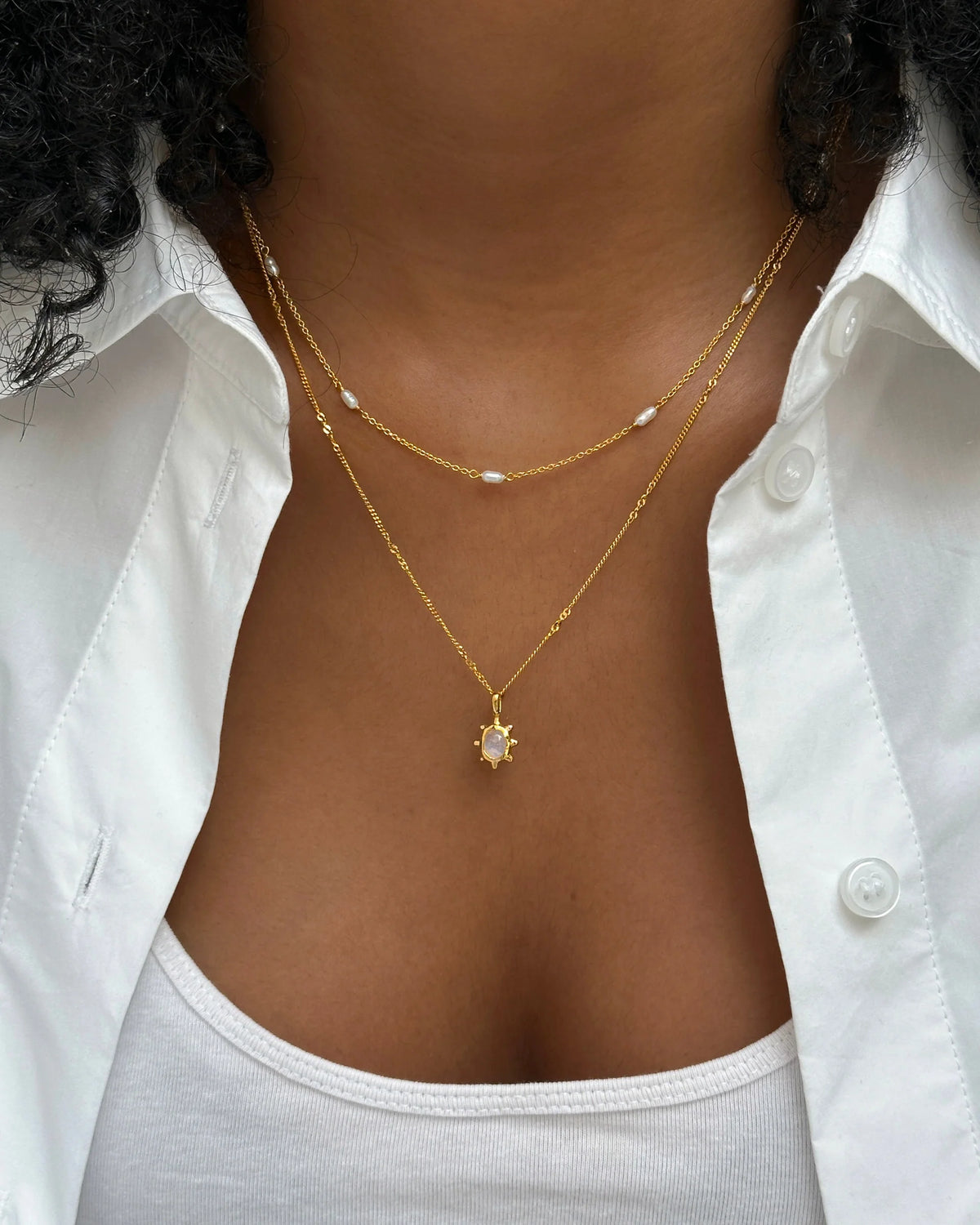 SYSTER P Halskette Florentina Moonstone Gold Plated