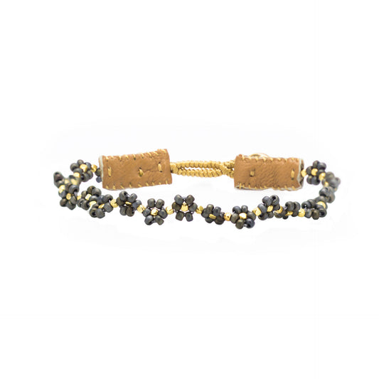 IBU JEWELS Armband Cap Flower Gunmetal GI03