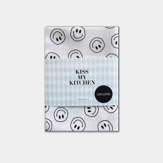 KISS MY KITCHEN Geschirrtuch Smile black