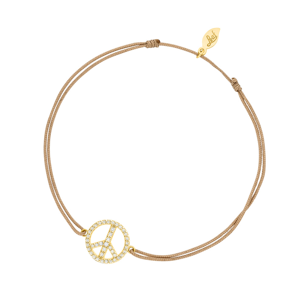 LEAF Glücksarmband Peace beige mit Zirkonia Gelbgold